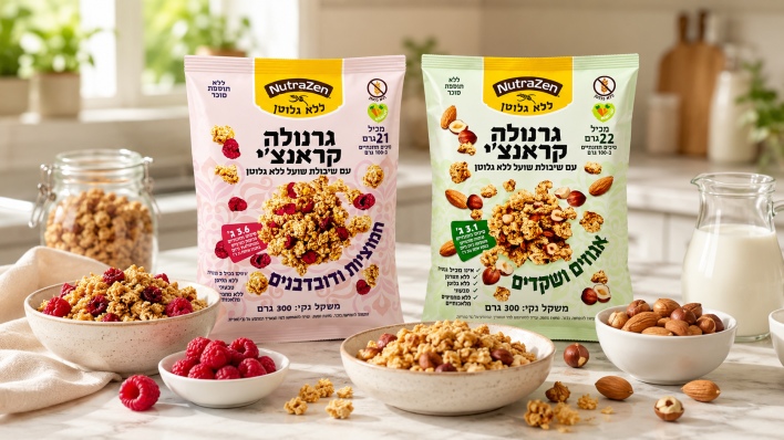 גרנולה ללא גלוטן NutraZen: קראנצ׳ית, טעימה ומושלמת לבוקר