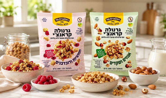 גרנולה ללא גלוטן NutraZen: קראנצ׳ית, טעימה ומושלמת לבוקר