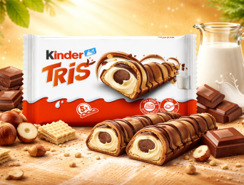 קינדר טריס – חטיף וופל אהוב עם קרם חלב וקקאו