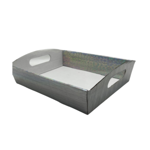 מגש קרטון כסף למשלוחי מנות מידה M