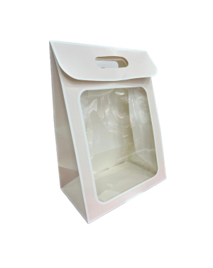 שקית קרטון חצי שקופה למשלוחי מנות - גודל M צבע לבן
