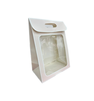 שקית קרטון חצי שקופה למשלוחי מנות - גודל S צבע לבן