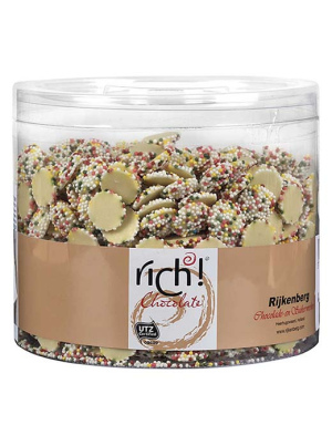 כפתורים מיני - לבן במזרה צבעוני 1ק