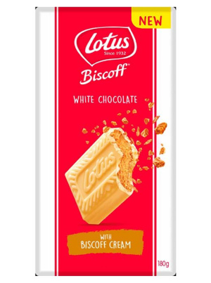 לוטוס - שוקולד לבן במילוי פירורי עוגיות לוטוס -180g