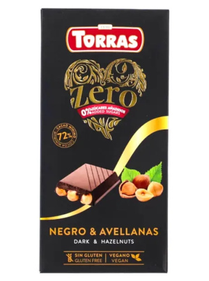 Torras - שוקולד מריר 72% בתוספת אגוזי לוז ללא סוכר 150g