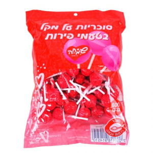 מארז סוכריות על מקל 12 גר בטעמי פירות אהבה 50 יח'