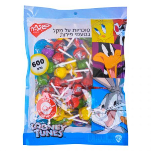 מארז סוכריות על מקל בטעמי פירות לוני טונס 50 יח' 600 גר'