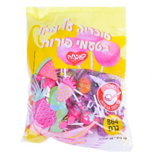 סוכריה על מקל - בטעמי פירות 48 יחידות - 18 גרם ליחי'