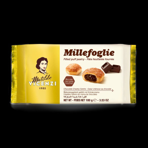 Vicenzi – עוגיות מבצק עלים במילוי קרם שוקולד חלבי 100g