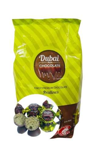 פרליני שוקולד דובאי לבן במילוי פיסטוק וקדאיף 500 גרם