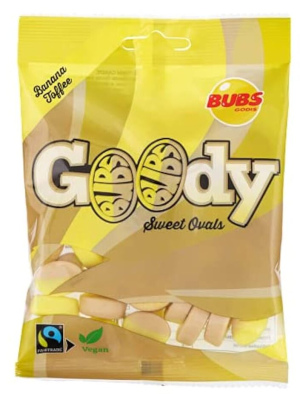 טרנד הגומי השוודי - באבס גודי סוויט אובלס בטעם בננה טופי 90 גרם
