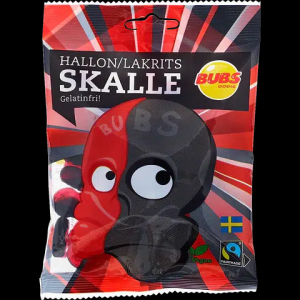 טרנד הגומי השוודי - באבס גולגולת - ליקוריץ בטעם פטל ושחור לקריץ