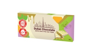 שוקולד דובאי – שוקולד לבן במילוי כנאפה ופיסטוק 140 גרם