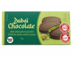 וופל שוקולד דובאי במילוי קרם פיסטוק וקדאיף