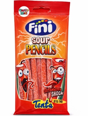 פיני לקריץ גומי בטעם תות חמוץ מצופה סוכר