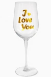 כוס יין רומנטית לבנה עם הכיתוב “I Love You”