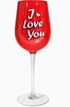 כוס יין רומנטית בעיצוב אדום “I Love You”