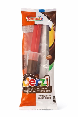 מזרק שוקולד במילוי קרם ואגוזי לוז 8 גרם