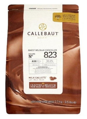 שוקולד חלב Callebaut 823 33.6% קליברים לאפייה והמסה 2.5 ק