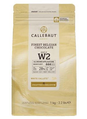 שוקולד לבן Callebaut W2 28% קליברים לאפייה והמסה 1 ק