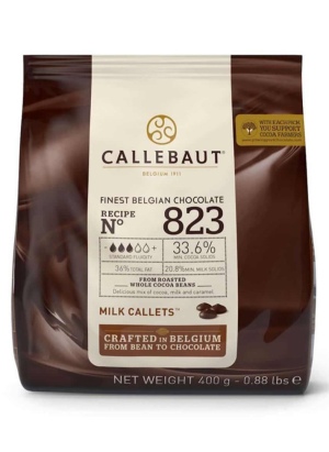 שוקולד חלב Callebaut 823 33.6% קליברים לאפייה והמסה 400 גרם