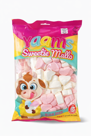 מרשמלו YAAMS לבבות ורוד לבן 450 גרם