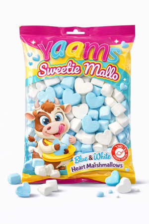 מרשמלו YAAMS לבבות כחול לבן 450 גרם