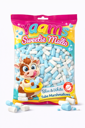 Yaams מרשמלו מיני גלילים כחול לבן 450 גרם