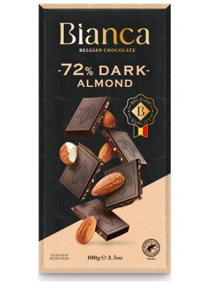 Bianca ביאנקה שוקולד מריר 72% עם שקדים 100 גרם