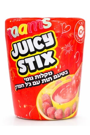 Juicy Stix מקלות גומי בטעם תות עם ג'לי חמוץ