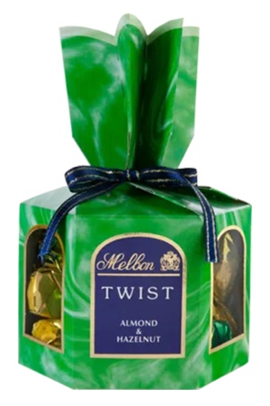 Melbon Twist שוקולד פרלינים במילוי שקדים ואגוזי לוז 200 גרם