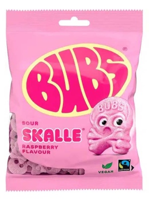 טרנד הגומי השוודי - באבס גולגולת סוכריות גומי בטעם פטל חמוץ