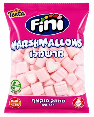 פיני מרשמלו לב ורוד לבן 500 גרם