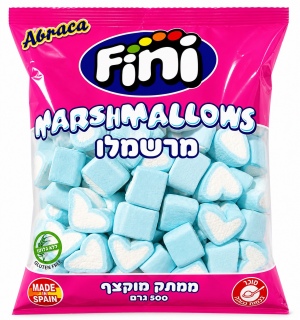 פיני מרשמלו לב כחול לבן 500 גרם