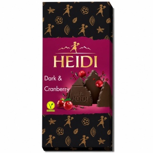 HEIDI היידי שוקולד מריר עם חתיכות חמוציות 80 גרם