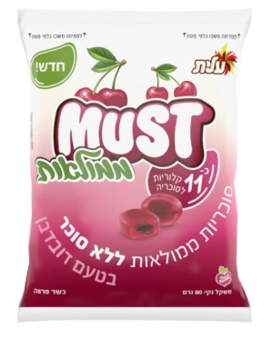 MUST סוכריות ממולאות בטעם דובדבן ללא סוכר 80 גרם