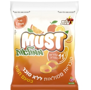 MUST סוכריות ממולאות בטעם תפוז ללא סוכר 80 גרם