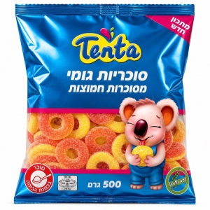 סוכריות גומי תנתה טבעות מסוכר חמוץ 500 גרם