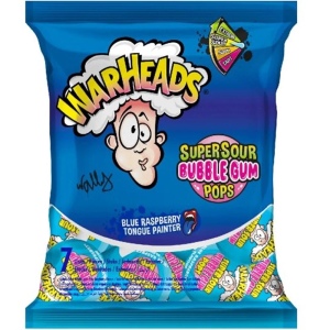 Warheads - סוכריה על מקל בטעם פטל כחול 105 גרם
