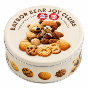 Baybor Bear Joy Clubs עוגיות חמאה ושוקולד במארז פח דובי  208 גרם