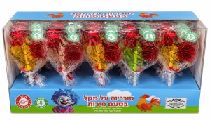מארז תרנגולות - סוכריות על מקל מעוצבות בטעמי פירות 450 גרם