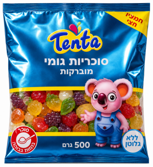 סוכריות גומי תנתה מבריקות בצורת סלט פירות