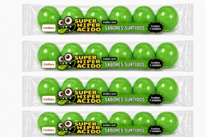 מסטיק חמוץ ירוק חמישיות Super Hiper Ácido - 36 יחידות