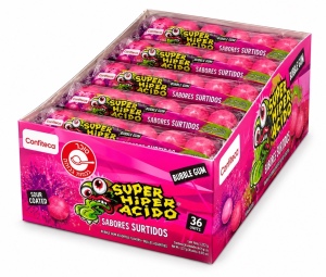 מסטיק חמוץ ורוד חמישיות Super Hiper Ácido - 36 יחידות