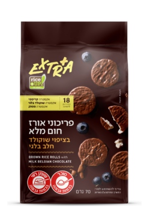 EXTRA פריכיות אורז מלא בציפוי שוקולד בלגי חלב