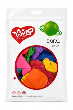 מארז בלונים צבעוניים 36 יחי'