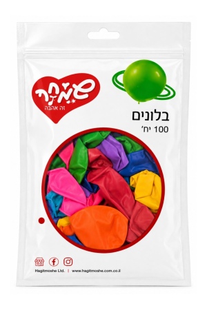 מארז בלונים צבעוניים 100 יח׳