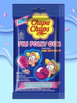 Chupa Chups - שערות סבתא מסטיק תותי פרותי 11g
