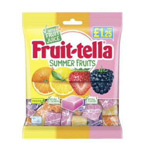 Fruit Tella  - פרוטלה סוכריות לעיסה בטעם תות שדה, תפוז, לימון, פטל שחור 130g