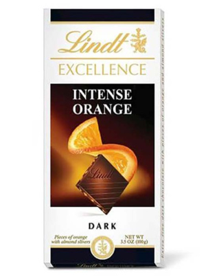 Lindt -לינדט אקסלנט טבלת שוקולד מריר עם תפוז ושקדים 100g